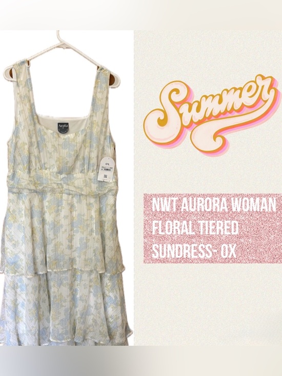 ARULA Dresses & Skirts - NWT Arula Ivory Blue Floral Tiered Maxi Sundress 0X Cottagecore Boho